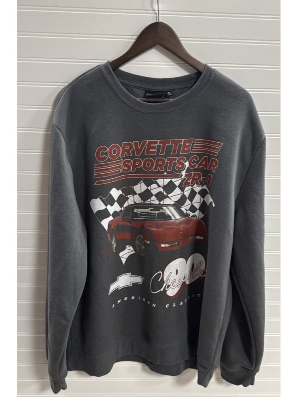 Chemistry Retro Style ‘90 CHEVROLET Corvette ZR-1 Crewneck Sweater Gray XL